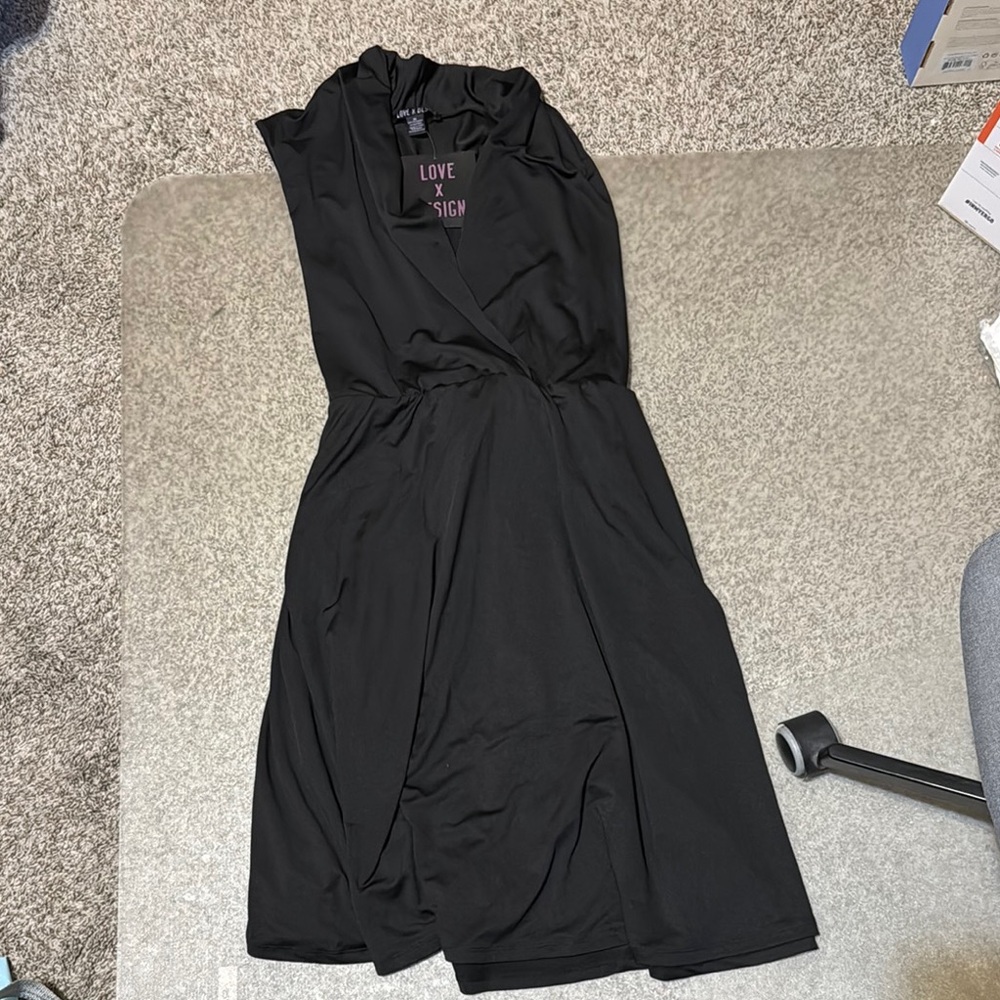 Love By Design Black Asymmetrical Halter Sheath Dress